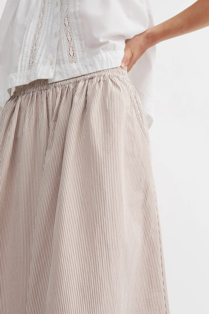 Skall Studio - Ginny Skirt - Warm Beige/White Stripe