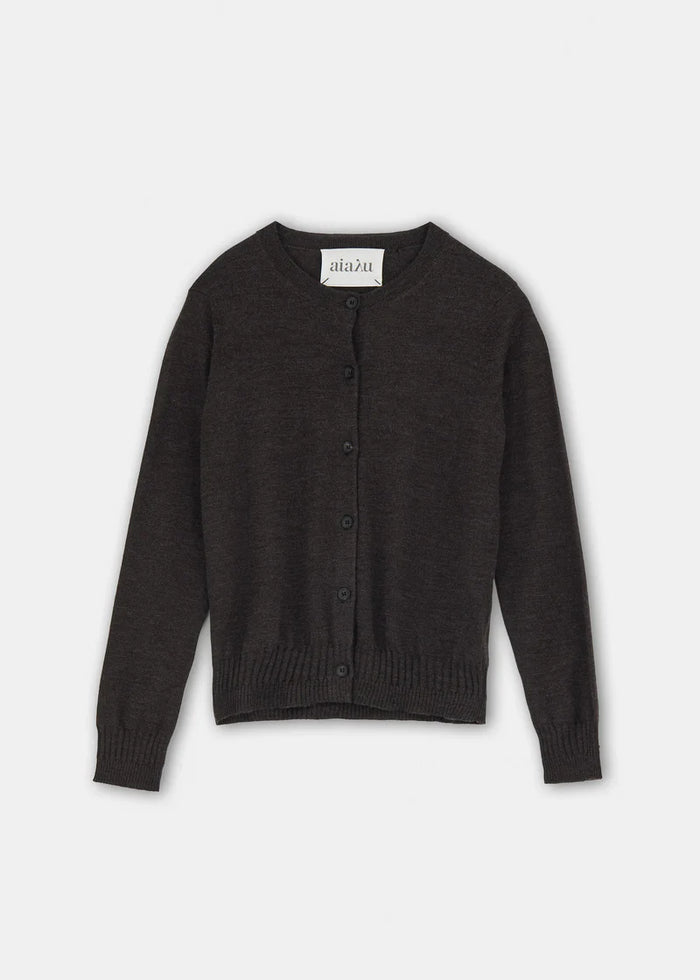 Aiayu - Hana Wool Cardigan - Dark Brown Melange