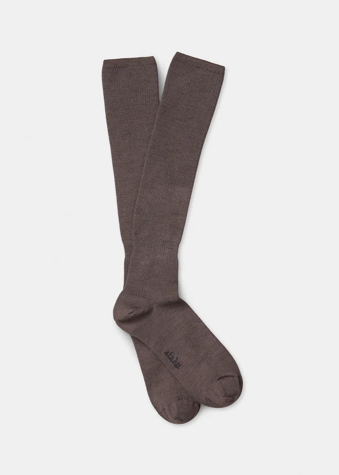 Aiayu - Wool Knee Socks - Brown