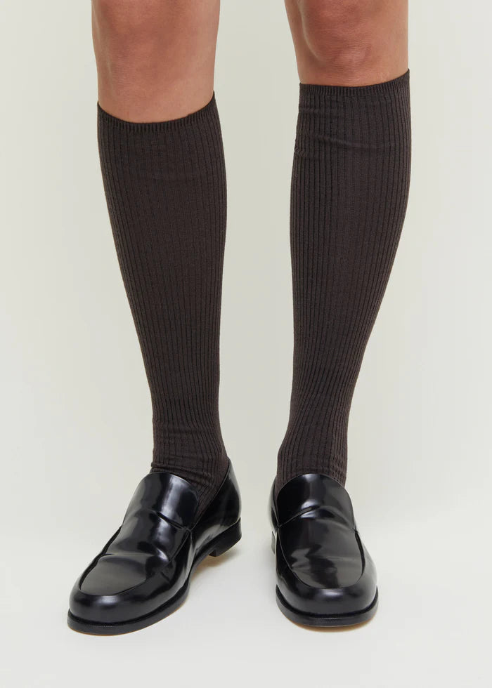 Aiayu - Wool Knee Socks - Brown