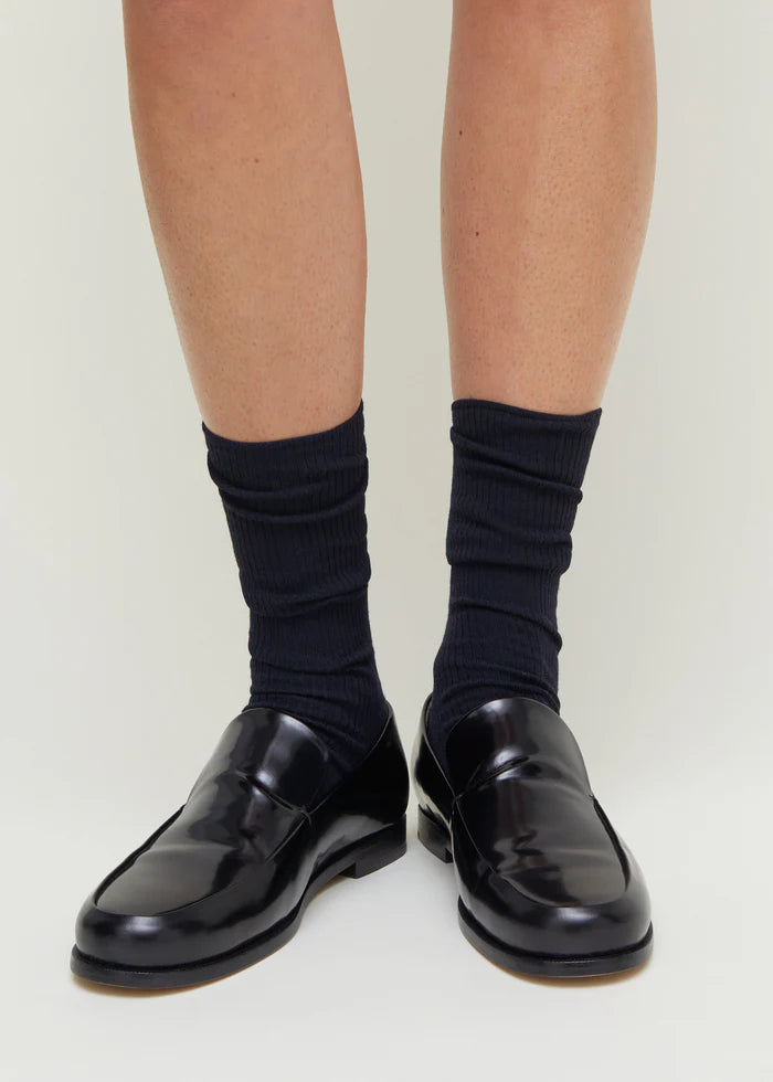 Aiayu - Wool Rib Socks - Navy