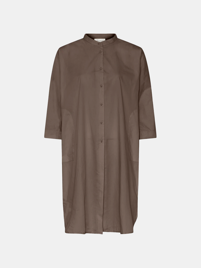 Frau - Seoul Long Wool Shirt - Walnut